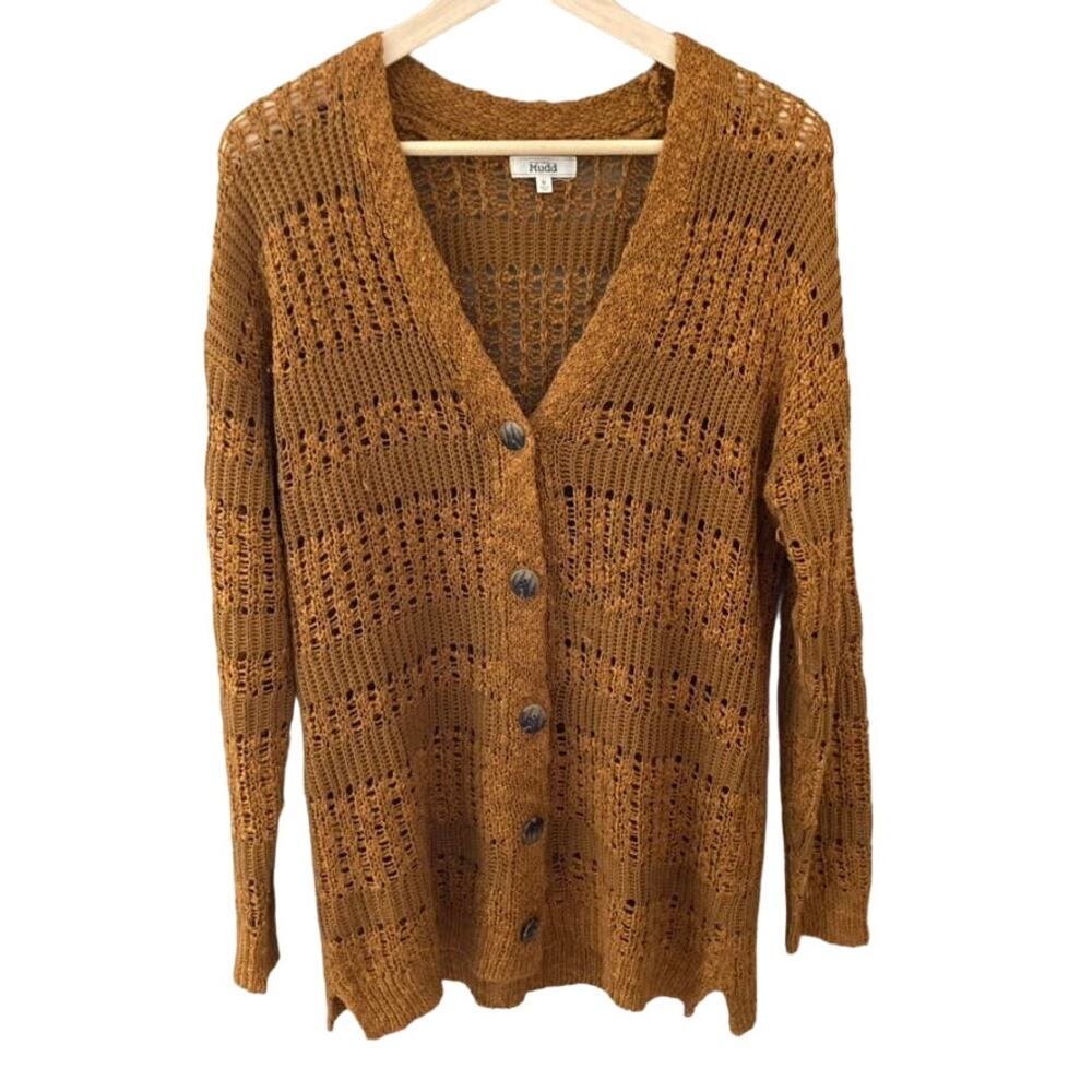 Mudd Open Knit Crochet Cardigan - Rust Copper - Medium